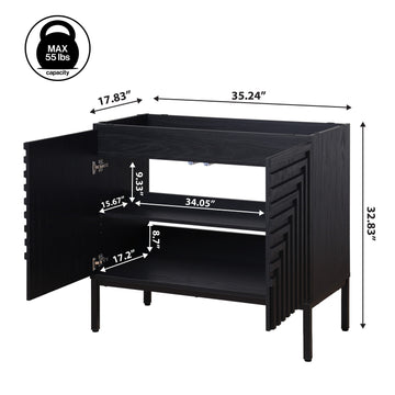 Rowan Geometric Modern Transitional 2-Shelf Bath Vanity Cabinet Only (Sink Basin Not Included)